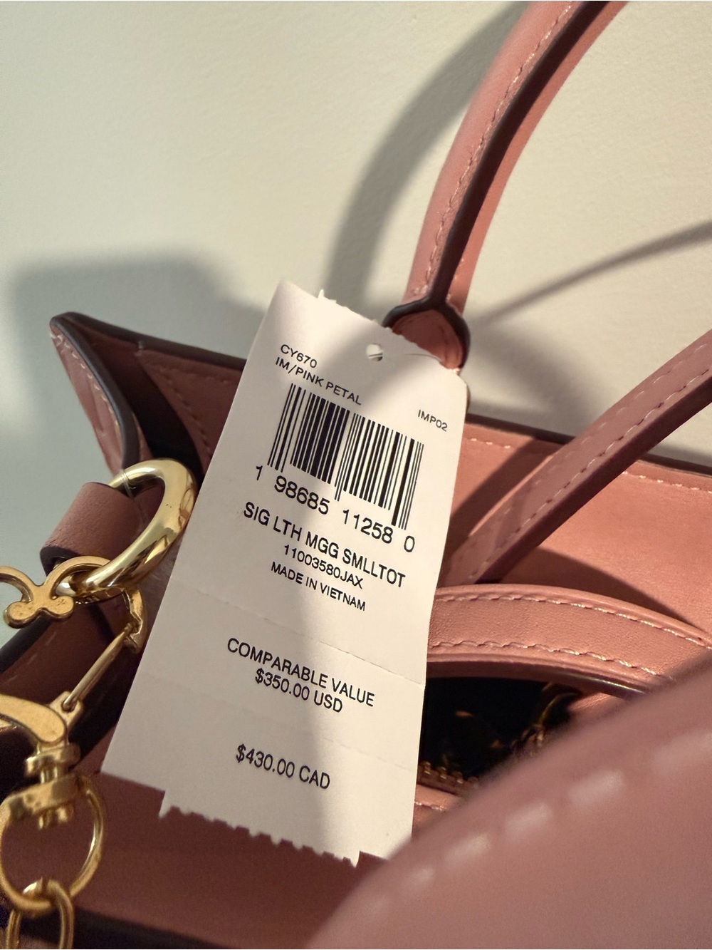 Coach Pink Maggie Quilted Small tote Satchel - Picture 2 of 2